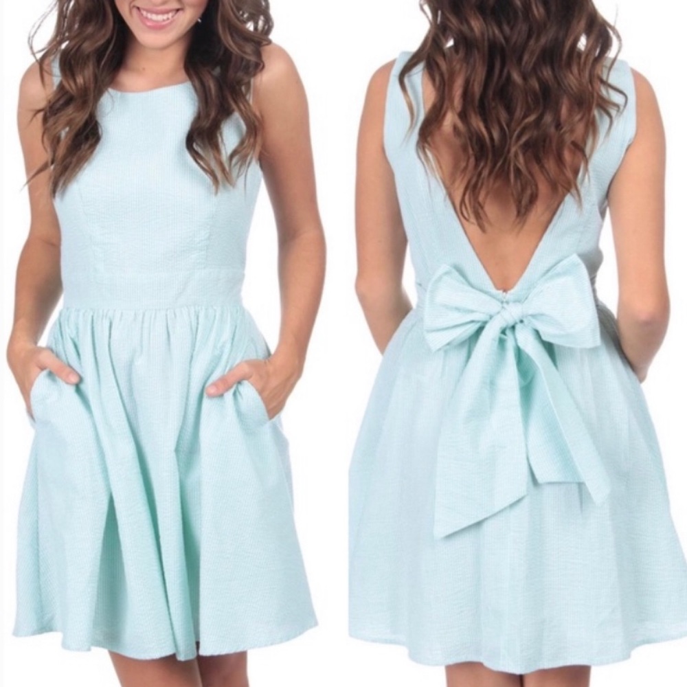 NWT Lauren James Emerson Mint Seersucker Dress L